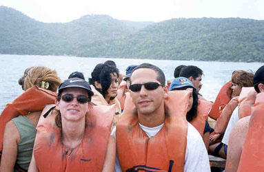Daniel and Michelle on the boat to Caracolito