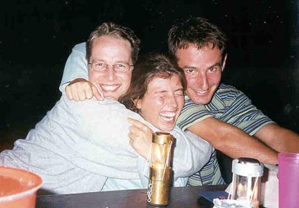 Jo, Britt, and Tom (from L to R) in a Belgian sandwich