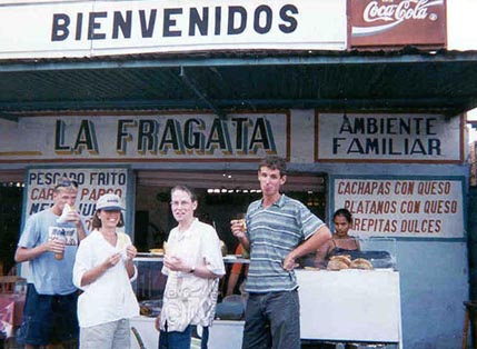 Me, Britt, Jo, and Tom (from L to R) stopping for a snack in Puerto Cabello